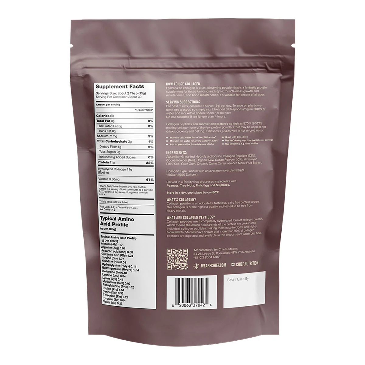 Grass-Fed Collagen Protein Powder - Dark Chocolate - Image 3