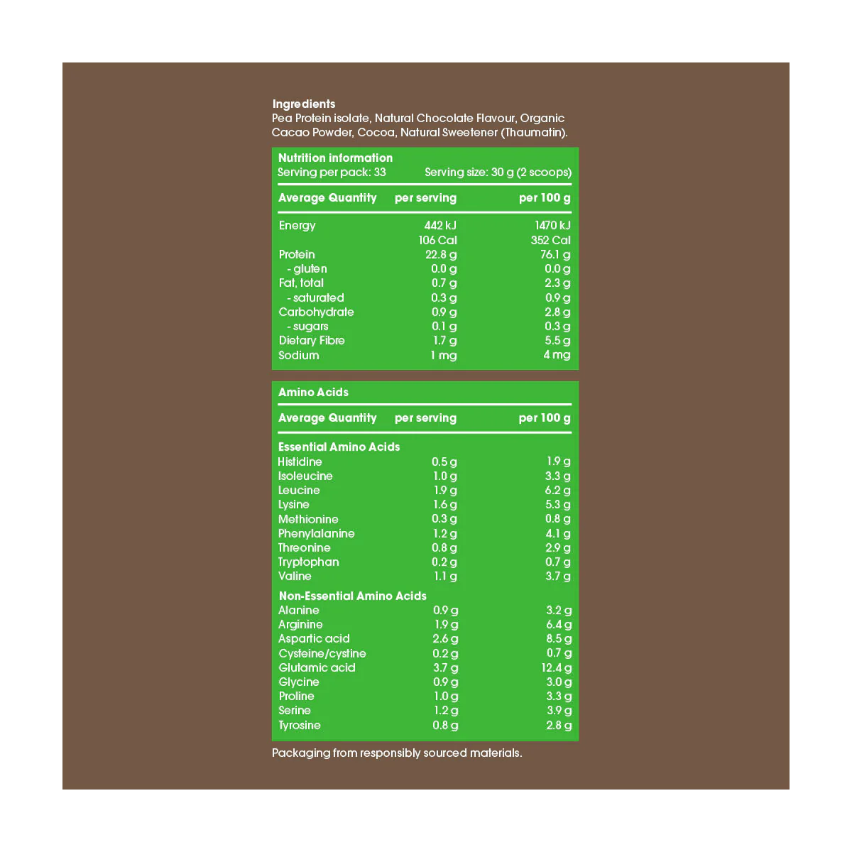 Pea Protein Isolate + Organic Chocolate - Image 2