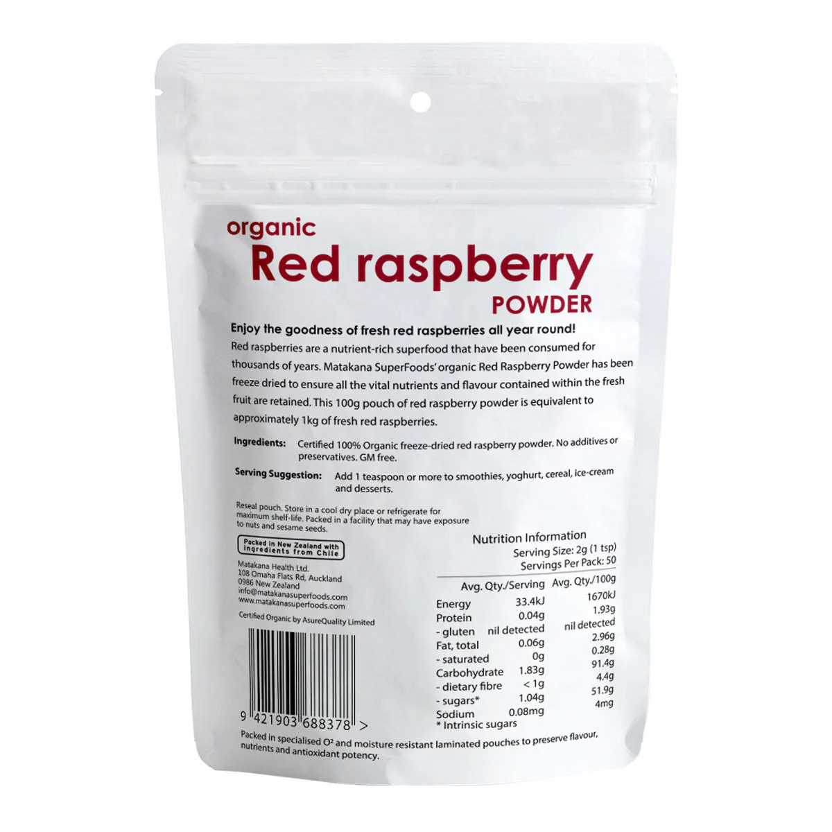 Red Raspberry organic freeze dried powder - Image 2